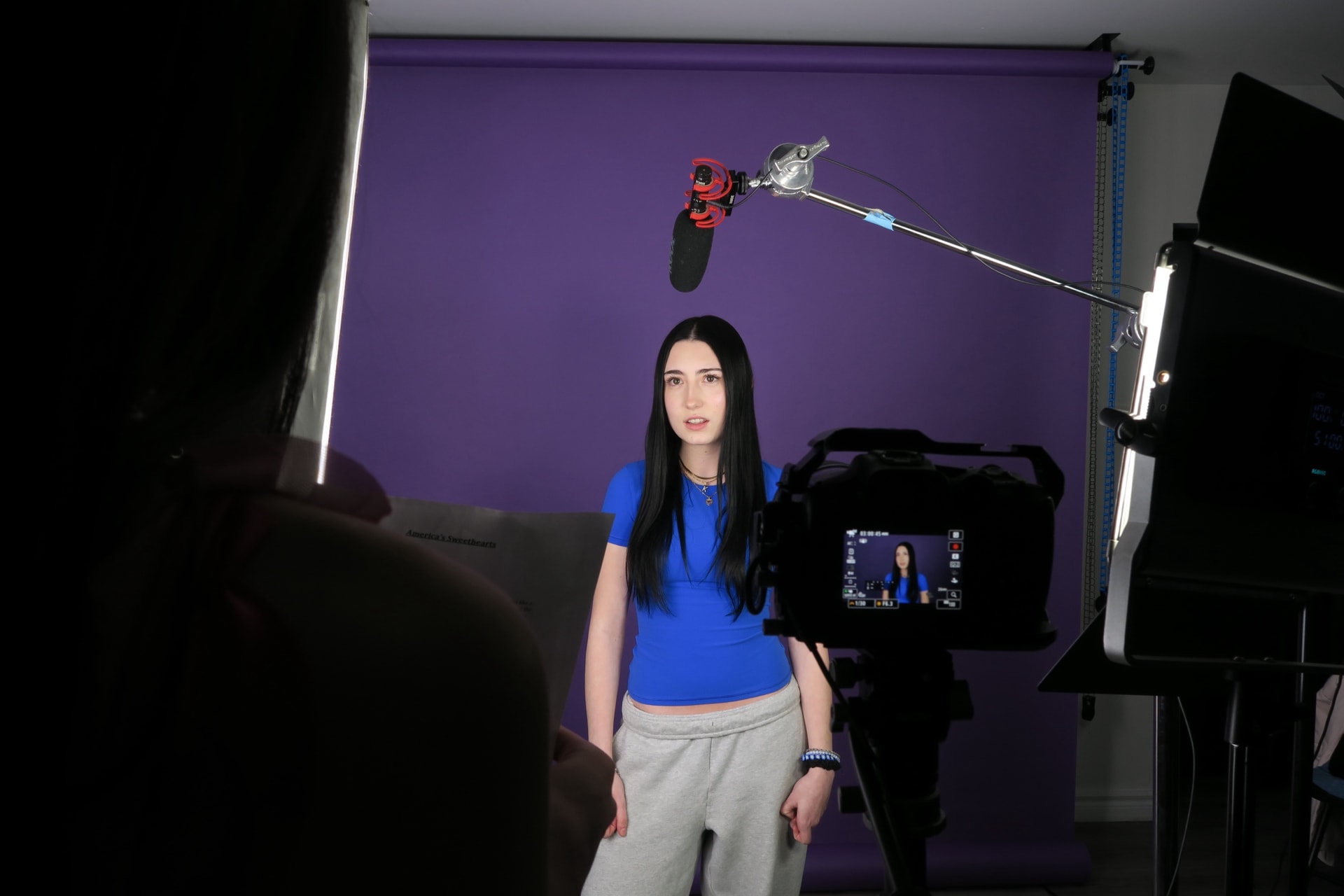 An actor being filmed on the cyc at Shiki Studios